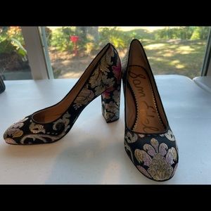 Embroidered Sam Edelman block heels size 7